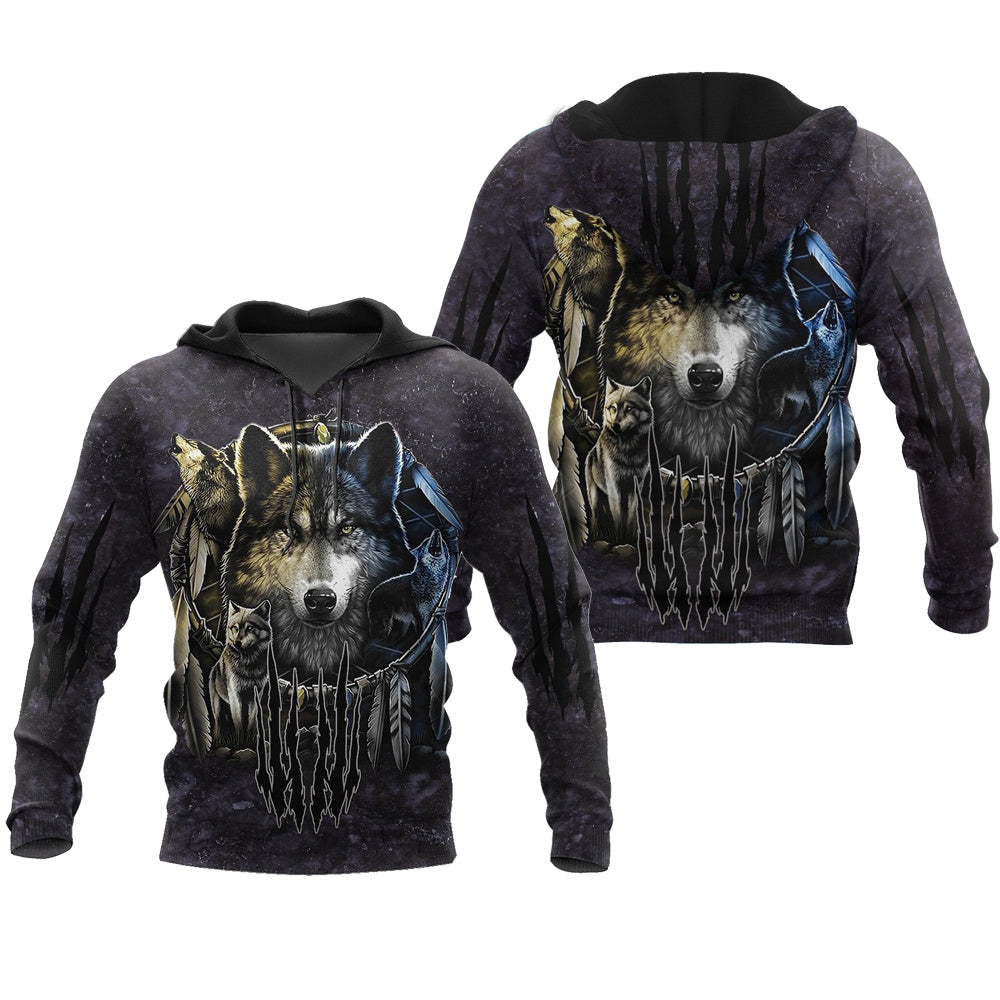 Darkness Dreamcatcher Wolf 3D Printed Men Hoodies Sweatshirt - ARCHSHOPE