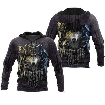 Darkness Dreamcatcher Wolf 3D Printed Men Hoodies Sweatshirt - ARCHSHOPE
