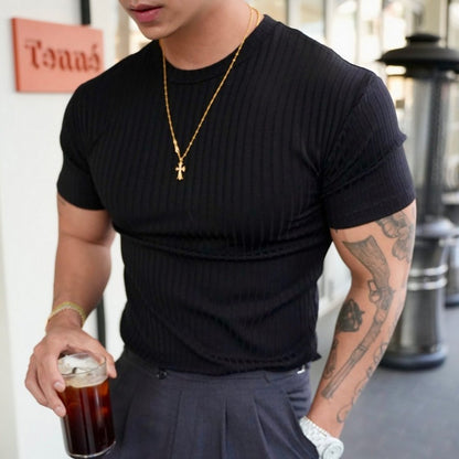 Men's Summer Sports Fitness Casual Round Neck Stretch Crew Neck Short Sleeve - ARCHSHOPE