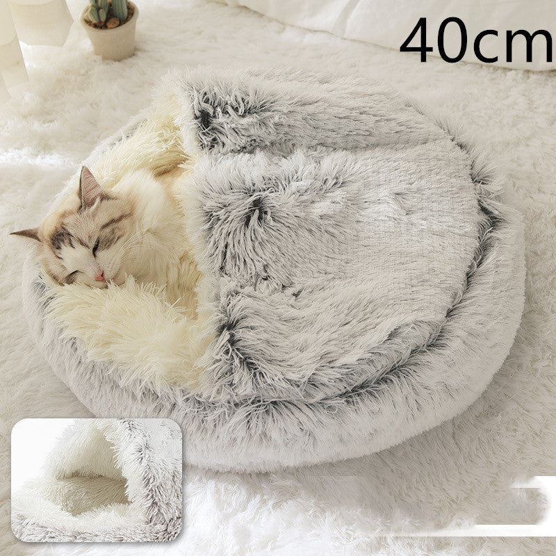 2 In 1 Dog And Cat Bed Pet Winter Bed Round Plush Warm Bed House Soft Long Plush Pets Bed Pet Products - ARCHSHOPE