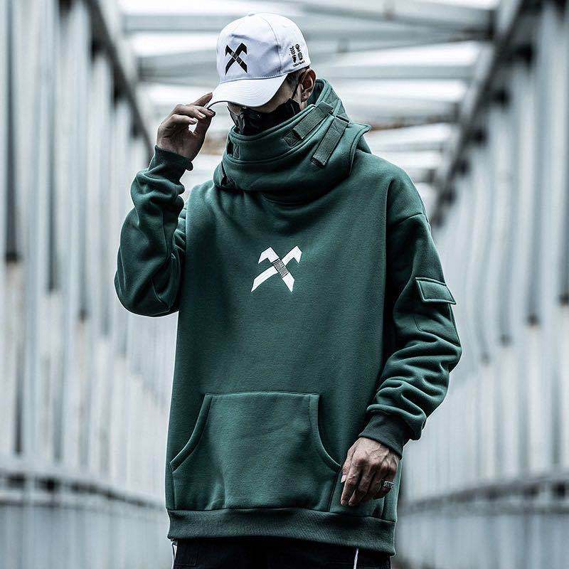 High collar coat hooded sweater - ARCHSHOPE