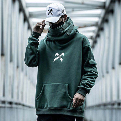 High collar coat hooded sweater - ARCHSHOPE