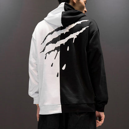 Women Patchwork Casual Hoodies Fall Winter Letter Printing Loose Pullover Men High Street Fashion Hooded Sweatshirts - ARCHSHOPE