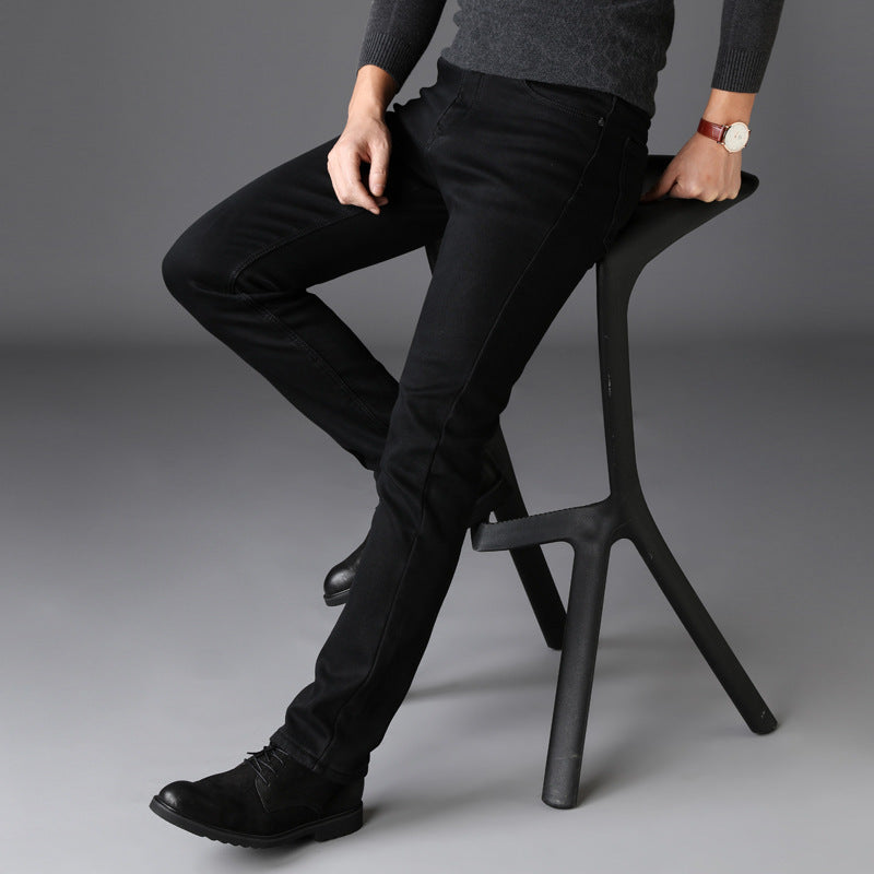 spring and summer new men's jeans men's Korean version of the trend of self-cultivation stretch pants youth black pants men