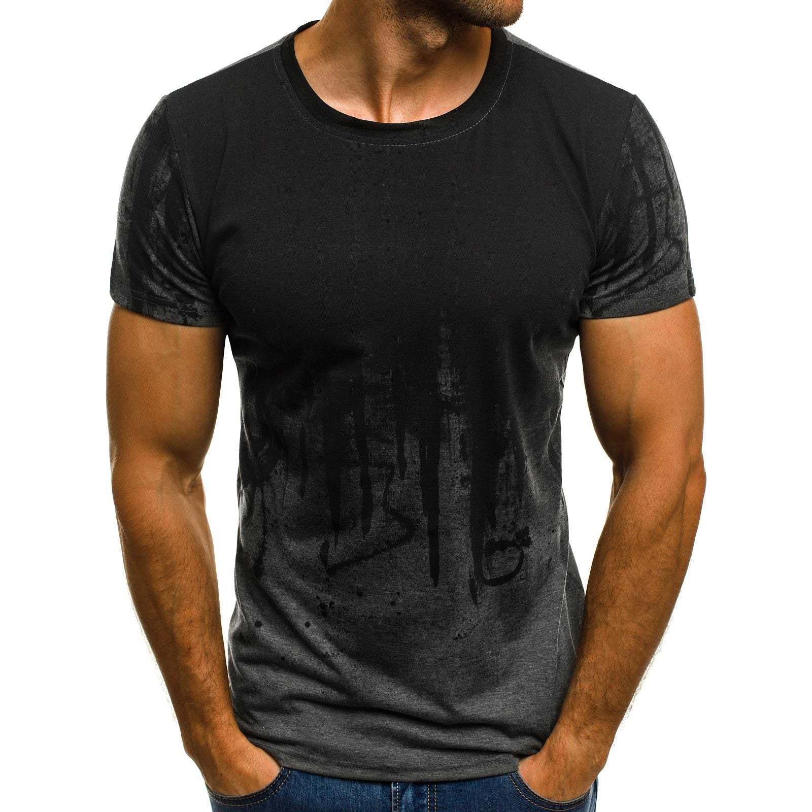 E-BAIHUI Men Fitness Compression T-Shirt Casual Cotton Black And Red Gradient High Quality Slim Shirt Men Fashion Tee Tops CG002 - ARCHSHOPE
