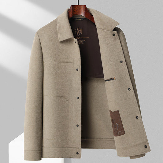 Autumn And Winter Handmade Double-faced Woolen Goods Wool Polo Collar Jacket - ARCHSHOPE