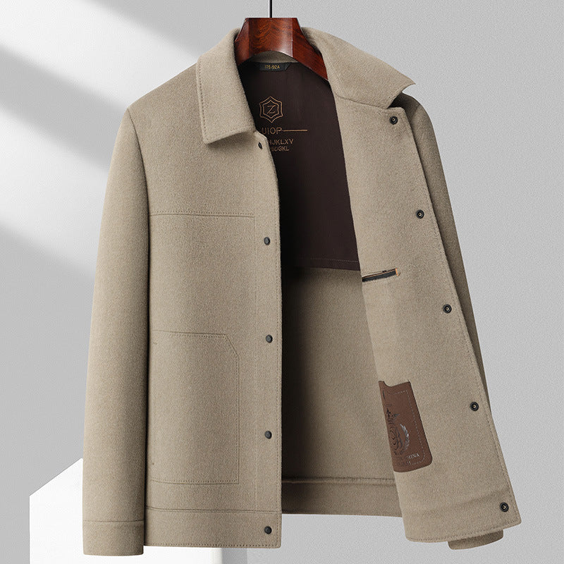 Autumn And Winter Handmade Double-faced Woolen Goods Wool Polo Collar Jacket - ARCHSHOPE