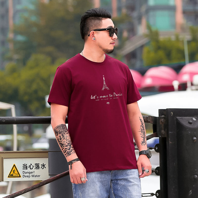 Eiffel Tower Printed T-Shirt Men's Loose Plus Size - ARCHSHOPE