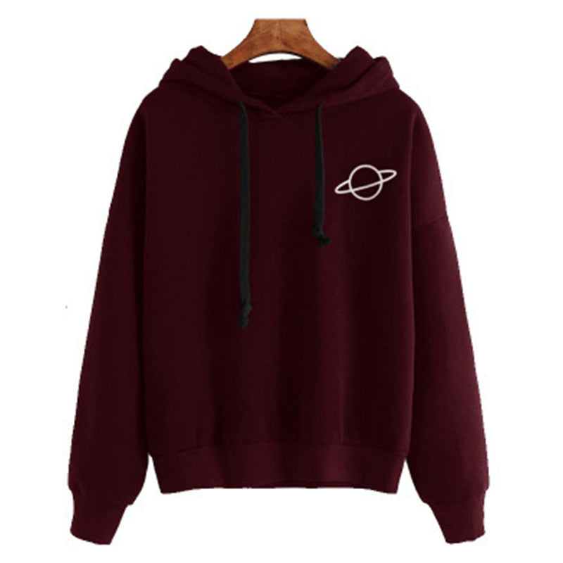 Multicolor Printed Planet Hoodie For Ladies - ARCHSHOPE