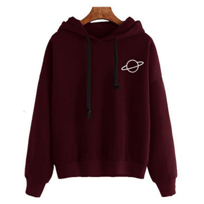 Multicolor Printed Planet Hoodie For Ladies - ARCHSHOPE
