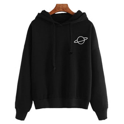 Multicolor Printed Planet Hoodie For Ladies - ARCHSHOPE