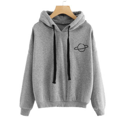 Multicolor Printed Planet Hoodie For Ladies - ARCHSHOPE