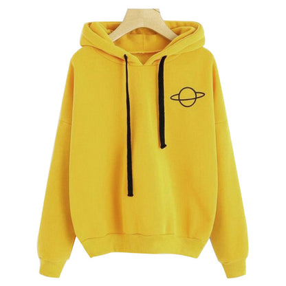 Multicolor Printed Planet Hoodie For Ladies - ARCHSHOPE