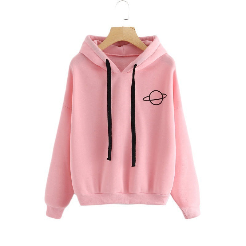Multicolor Printed Planet Hoodie For Ladies - ARCHSHOPE