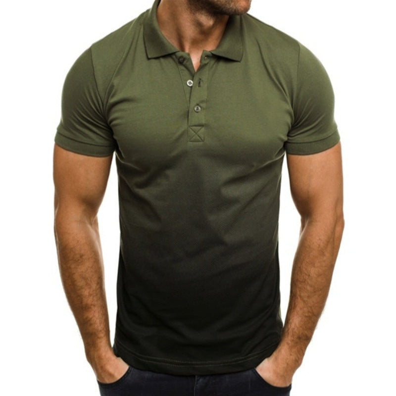 Slim-fit Gradient Print Short-sleeved Lapel Shirt Men's POLO Shirt - ARCHSHOPE