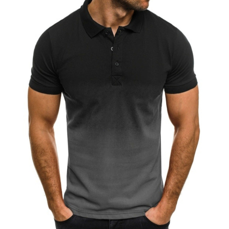 Slim-fit Gradient Print Short-sleeved Lapel Shirt Men's POLO Shirt - ARCHSHOPE