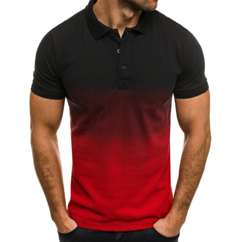 Slim-fit Gradient Print Short-sleeved Lapel Shirt Men's POLO Shirt - ARCHSHOPE