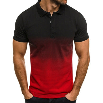 Slim-fit Gradient Print Short-sleeved Lapel Shirt Men's POLO Shirt - ARCHSHOPE