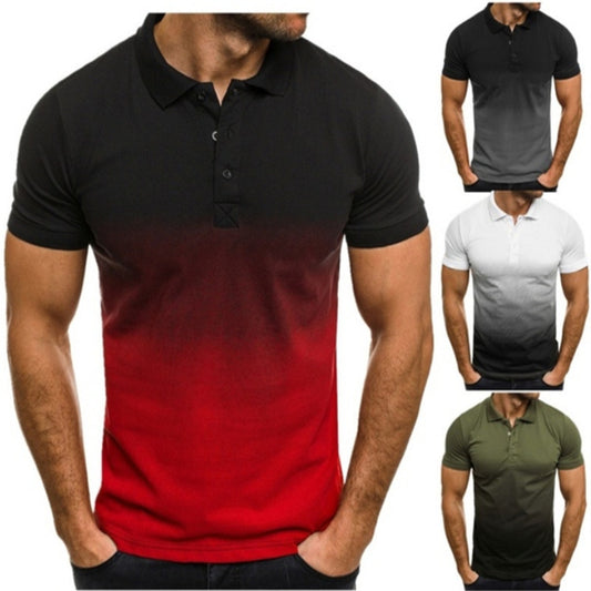 Slim-fit Gradient Print Short-sleeved Lapel Shirt Men's POLO Shirt - ARCHSHOPE
