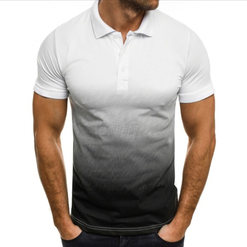 Slim-fit Gradient Print Short-sleeved Lapel Shirt Men's POLO Shirt - ARCHSHOPE