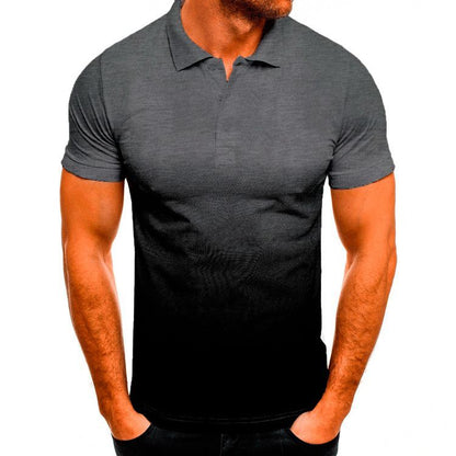 Slim-fit Gradient Print Short-sleeved Lapel Shirt Men's POLO Shirt - ARCHSHOPE