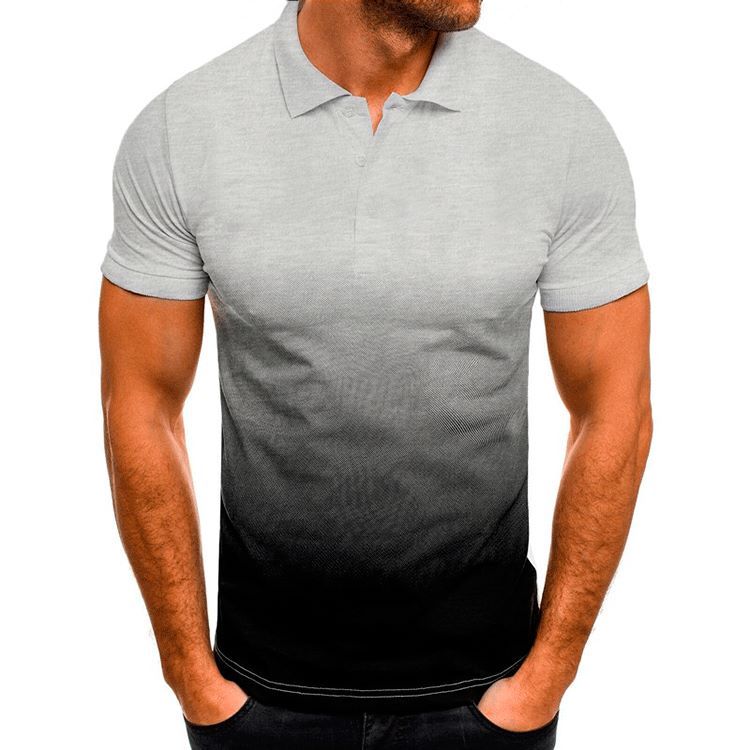 Slim-fit Gradient Print Short-sleeved Lapel Shirt Men's POLO Shirt - ARCHSHOPE