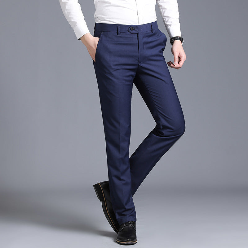 Slim Fit Gray Casual Straight Suit Pants