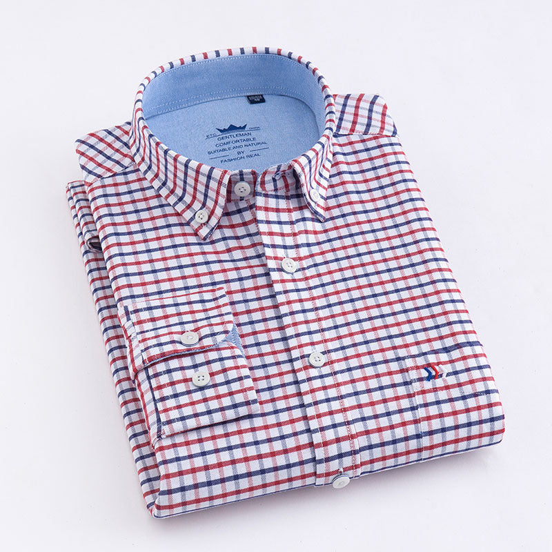 Chemise à carreaux professionnelle à manches longues, décontractée et sans repassage