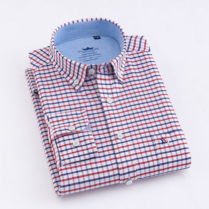 Chemise à carreaux professionnelle à manches longues, décontractée et sans repassage