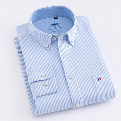 Chemise à carreaux professionnelle à manches longues, décontractée et sans repassage