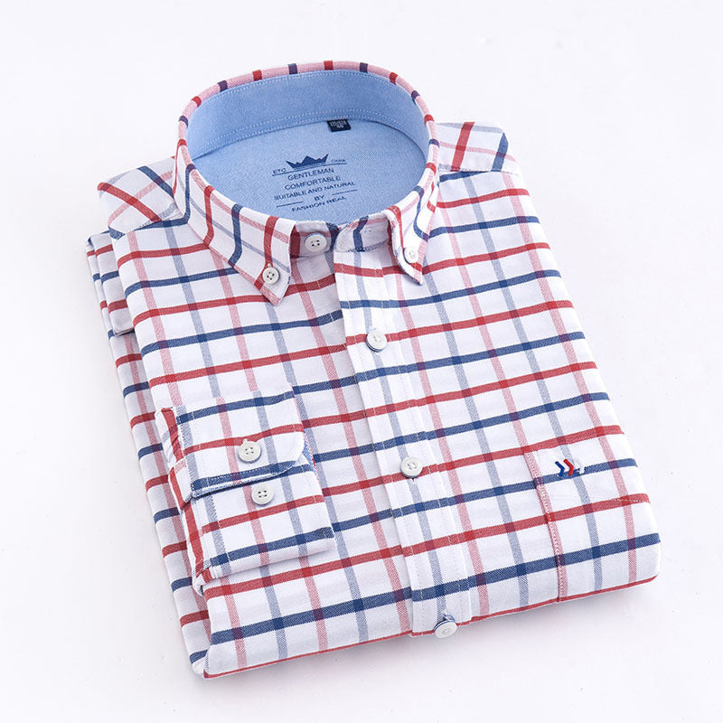 Chemise à carreaux professionnelle à manches longues, décontractée et sans repassage