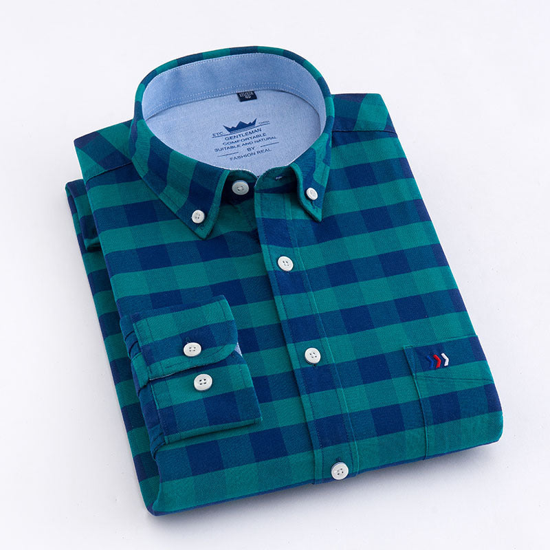 Chemise à carreaux professionnelle à manches longues, décontractée et sans repassage