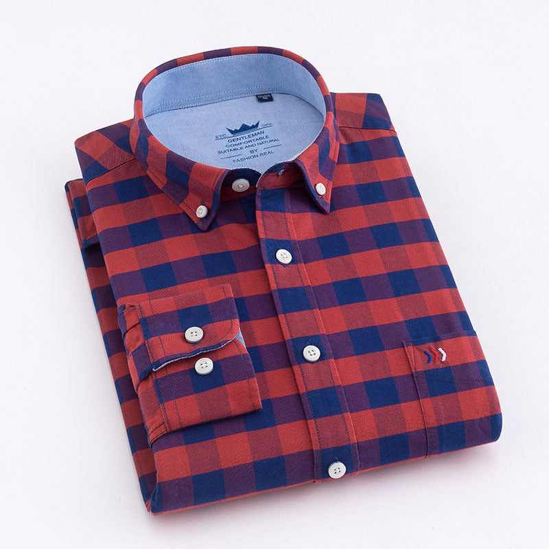 Chemise à carreaux professionnelle à manches longues, décontractée et sans repassage