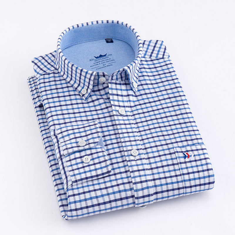 Chemise à carreaux professionnelle à manches longues, décontractée et sans repassage