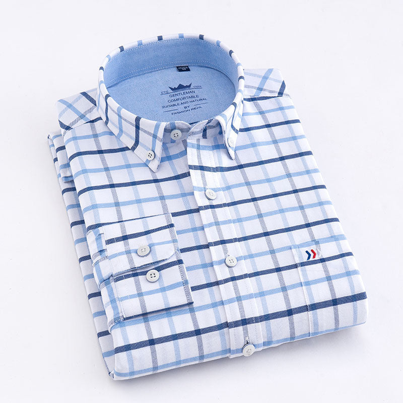 Chemise à carreaux professionnelle à manches longues, décontractée et sans repassage