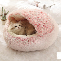 2 In 1 Dog And Cat Bed Pet Winter Bed Round Plush Warm Bed House Soft Long Plush Pets Bed Pet Products - ARCHSHOPE