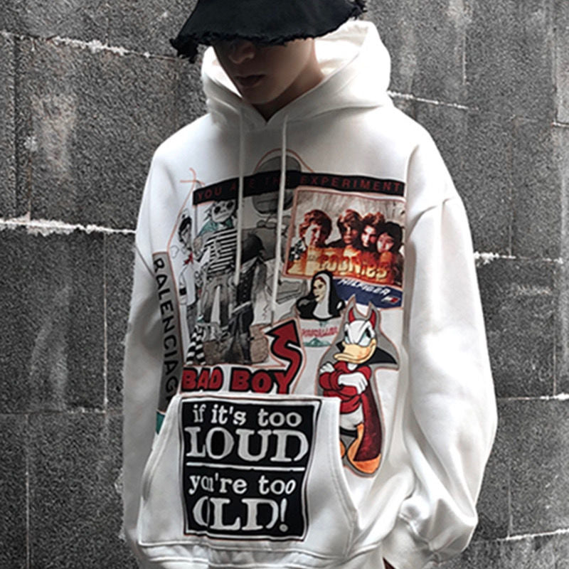White Hip Hop Hoodie Streetwear Korean Fashion Gothic Sweatshirt Spring Tops Casual Funny Spring Autumn Harajuku Hoodies Male - ARCHSHOPE