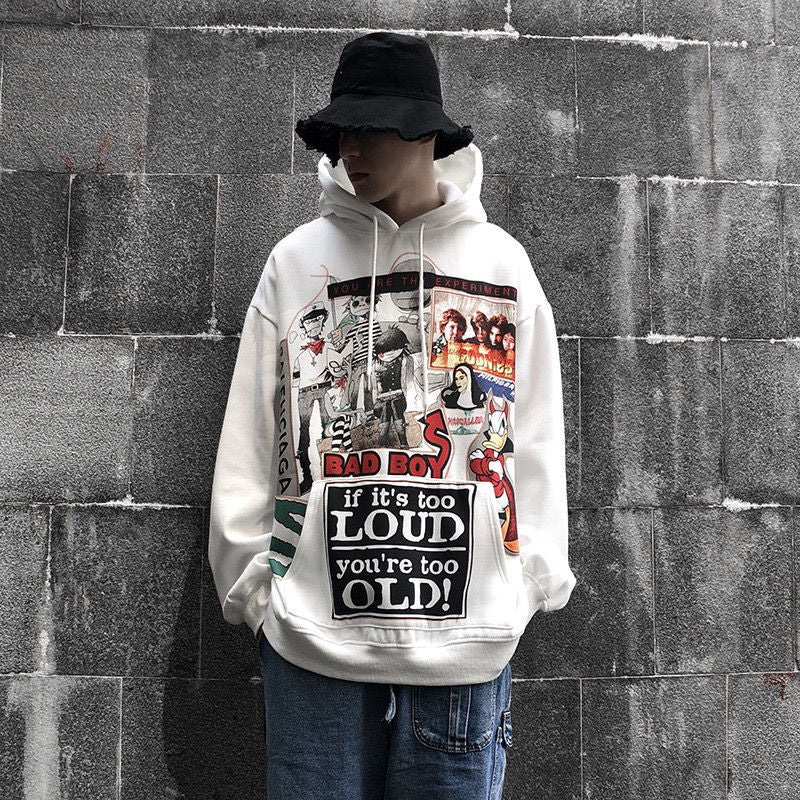 White Hip Hop Hoodie Streetwear Korean Fashion Gothic Sweatshirt Spring Tops Casual Funny Spring Autumn Harajuku Hoodies Male - ARCHSHOPE
