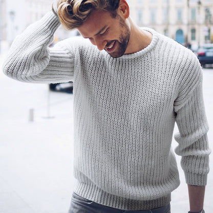 Men's Sweater Men's Casual Solid Color Sweater Knitting