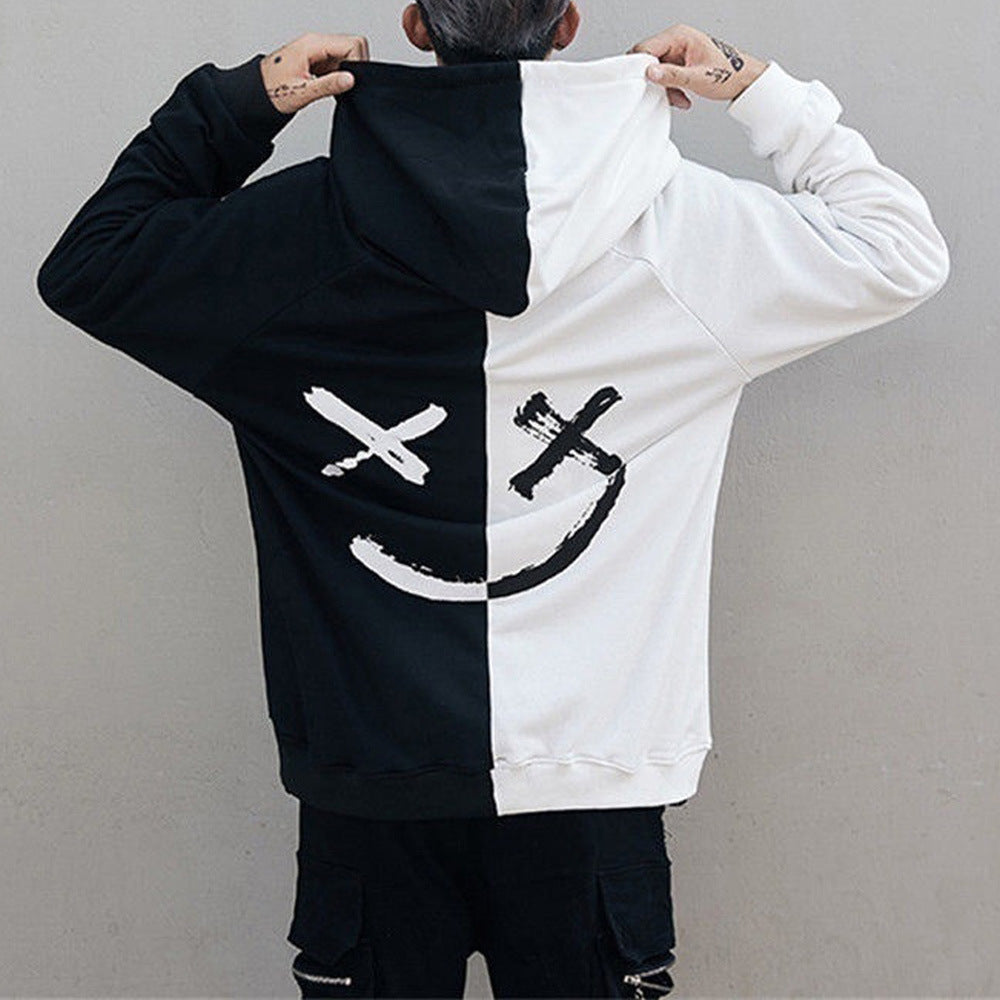 Men's Sweater   Stitching Hit Color Hooded Sweater - ARCHSHOPE