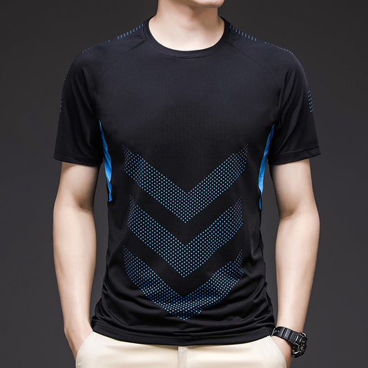 Ice Silk Short Sleeve Summer Running Men''s Elastic Quick Drying Fitness Track And Field Basketball Training T-Shirt - ARCHSHOPE