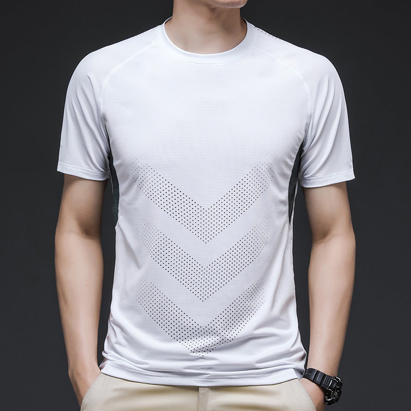 Ice Silk Short Sleeve Summer Running Men''s Elastic Quick Drying Fitness Track And Field Basketball Training T-Shirt - ARCHSHOPE