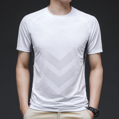 Ice Silk Short Sleeve Summer Running Men''s Elastic Quick Drying Fitness Track And Field Basketball Training T-Shirt - ARCHSHOPE