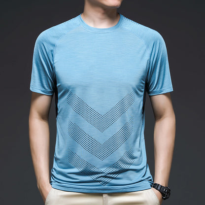 Ice Silk Short Sleeve Summer Running Men''s Elastic Quick Drying Fitness Track And Field Basketball Training T-Shirt - ARCHSHOPE