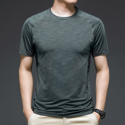 Ice Silk Short Sleeve Summer Running Men''s Elastic Quick Drying Fitness Track And Field Basketball Training T-Shirt - ARCHSHOPE