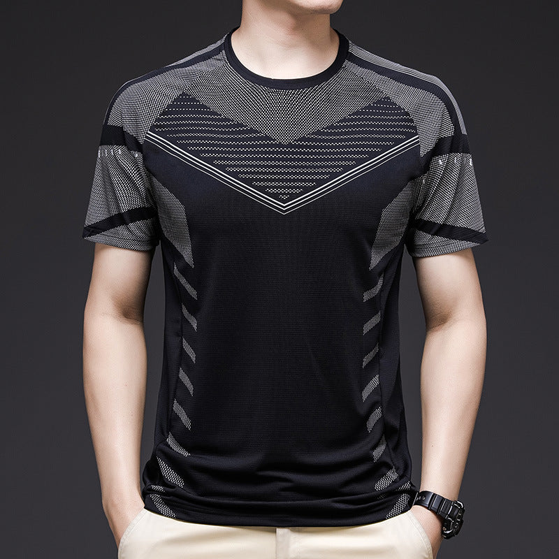 Ice Silk Short Sleeve Summer Running Men''s Elastic Quick Drying Fitness Track And Field Basketball Training T-Shirt - ARCHSHOPE