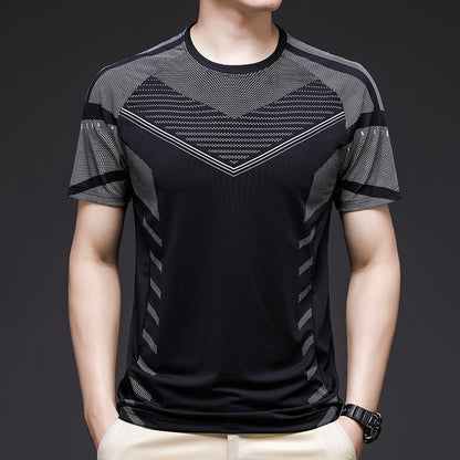 Ice Silk Short Sleeve Summer Running Men''s Elastic Quick Drying Fitness Track And Field Basketball Training T-Shirt - ARCHSHOPE