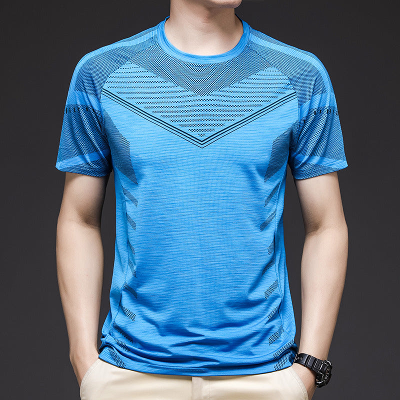 Ice Silk Short Sleeve Summer Running Men''s Elastic Quick Drying Fitness Track And Field Basketball Training T-Shirt - ARCHSHOPE