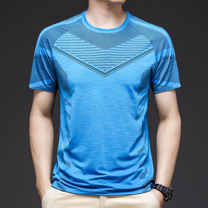 Ice Silk Short Sleeve Summer Running Men''s Elastic Quick Drying Fitness Track And Field Basketball Training T-Shirt - ARCHSHOPE