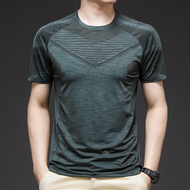 Ice Silk Short Sleeve Summer Running Men''s Elastic Quick Drying Fitness Track And Field Basketball Training T-Shirt - ARCHSHOPE